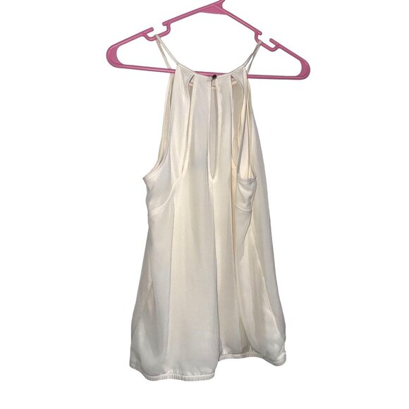 Express White Halter Tank Top With Pleated Front & Back Keyhole Detail - Lightwe - Picture 4 of 6